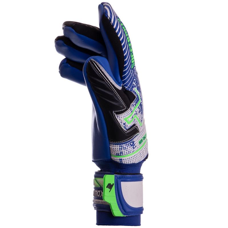 Перчатки вратарские Zelart SOCCERMAX GK-002 р. 8 Синий/Салатовый (DR007750) - фото 3