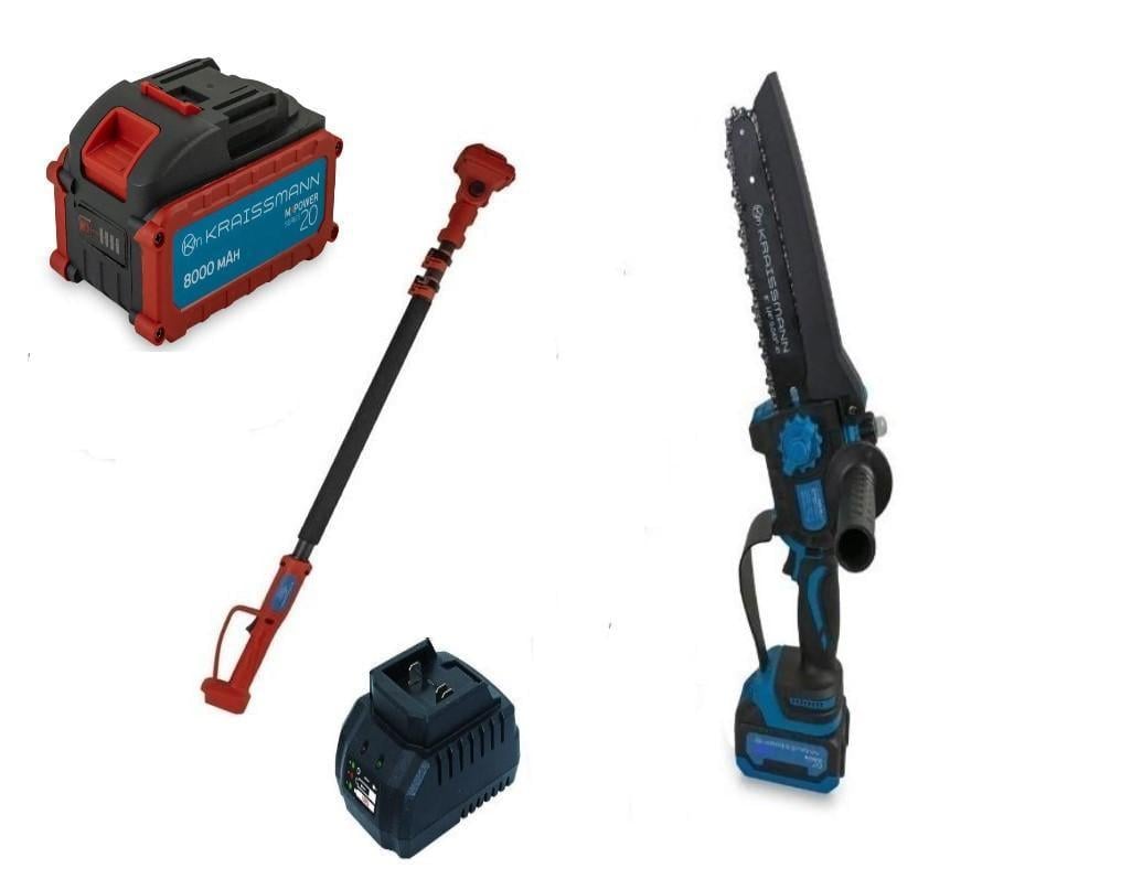 Пила цепная мини аккумуляторная KRAISSMANN 2033 AKS-BL 20 удлинитель VS'2500 1,6-2,5/1 аккумулятор 8 Ач/зарядное устройство (24998055)
