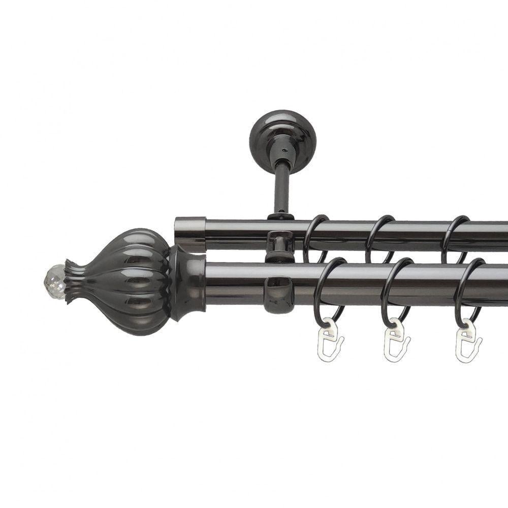 Карниз для штор Orvit Таджа-Кристаллл двухрядный гладкий 240 см Оникс (00-00012261)