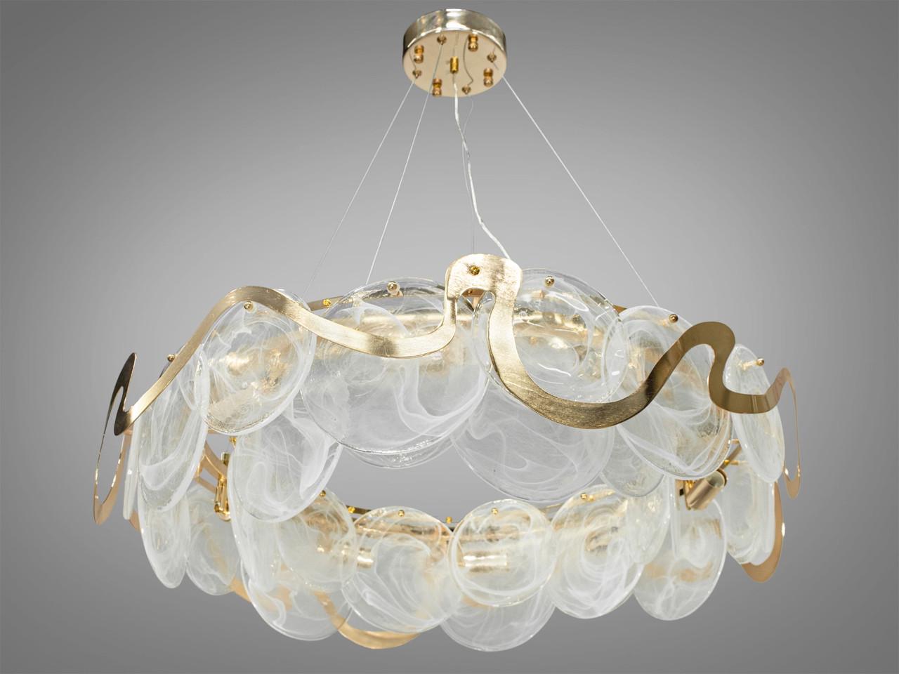 Люстра подвесная стеклянная для гостиной 18037-800G-LS на 10 ламп Золотой (2019840842)