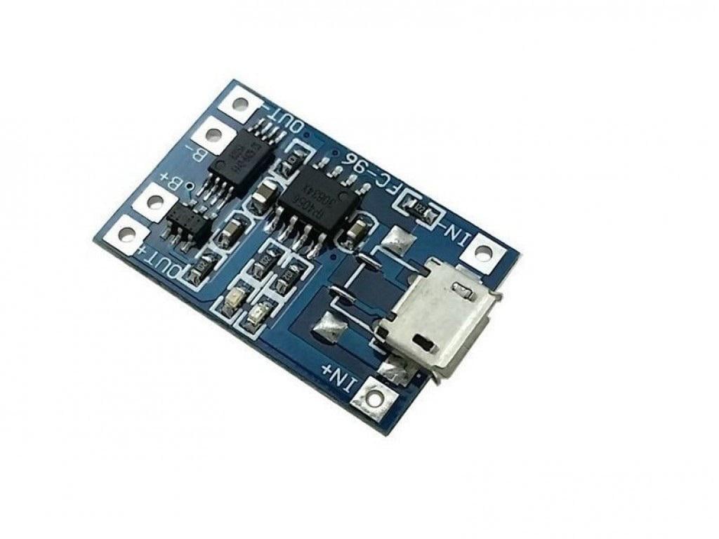 Контроллер заряда-разряда TP4056 5V 1A Micro USB для Li-ion/Li-Po аккумуляторов 18650 (00-00026409)