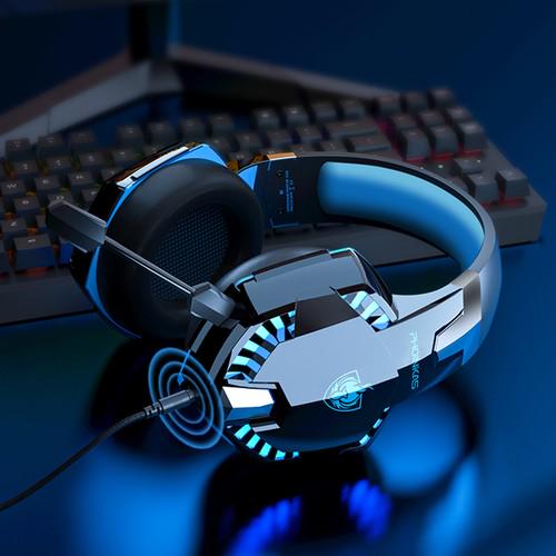 Навушники бездротові Kotion Each G2000BT Bluetooth геймерські зі знімним мікрофоном Чорний-Синій (1254) - фото 6