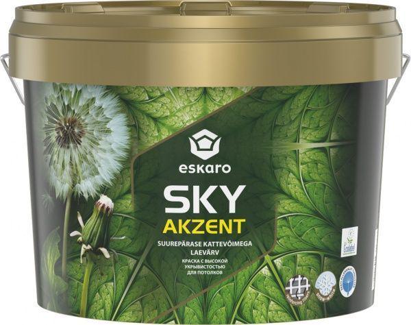 Краска интерьерная Eskaro Akzent Sky акриловая матовая база А 9 л Белый (1809189593)