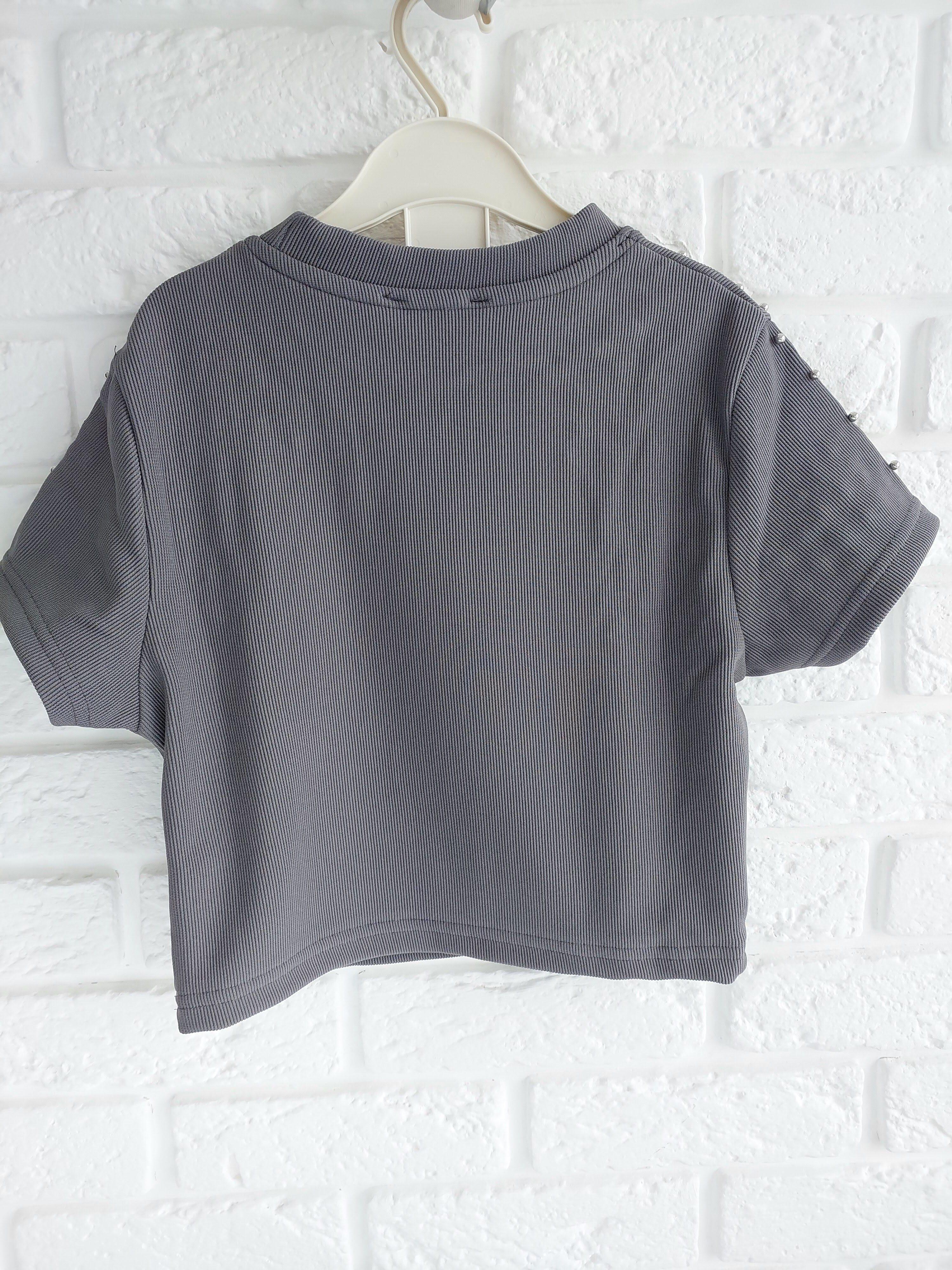 Женский топ в рубчик с бусинами Little Secret Серый S (1900gs) - фото 2 Женский топ в рубчик с бусинами Little Secret Серый S (1900gs) - фото 2