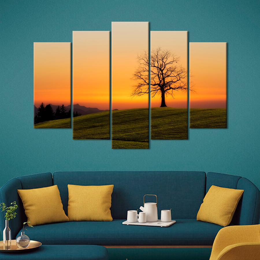 Картина природа Дерево без листьев на закате 187x119 см (A1117-5)