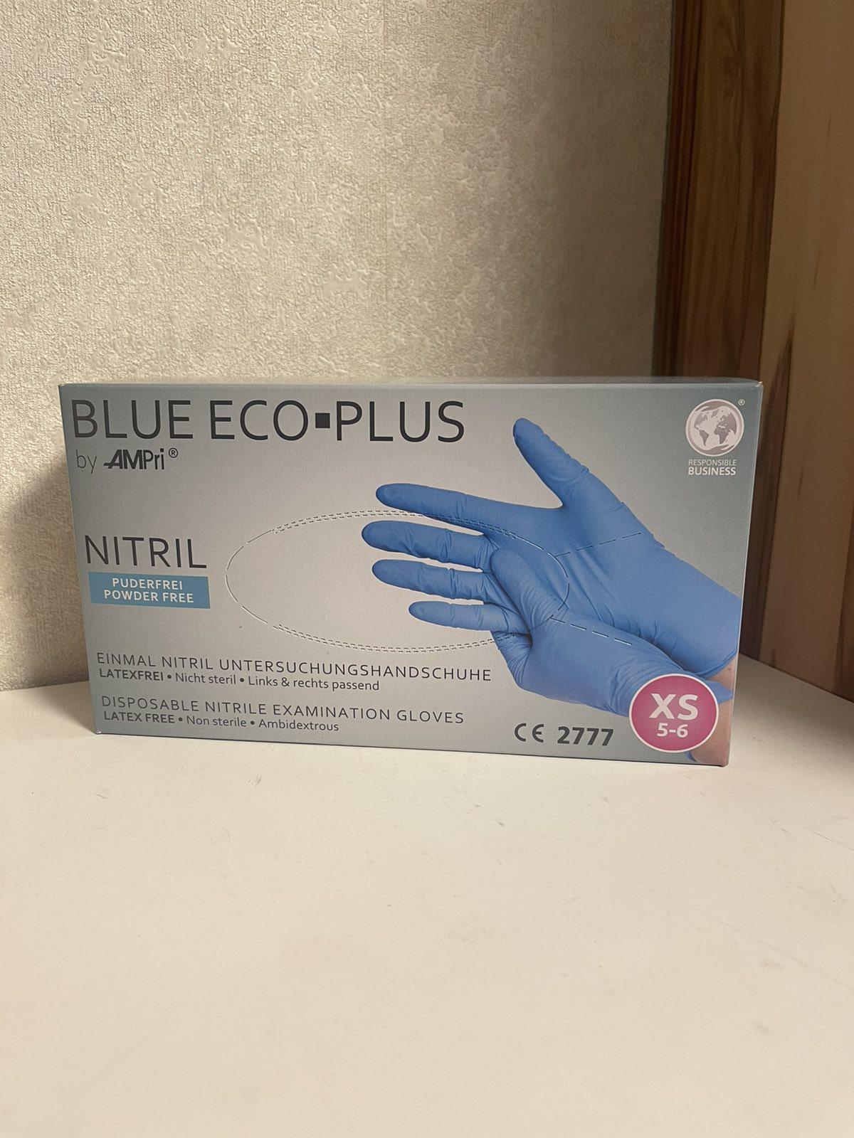 Рукавички нітрилові Ampri Blue Eco-Plus неопудрені XS 50 пар Синій (29753282)