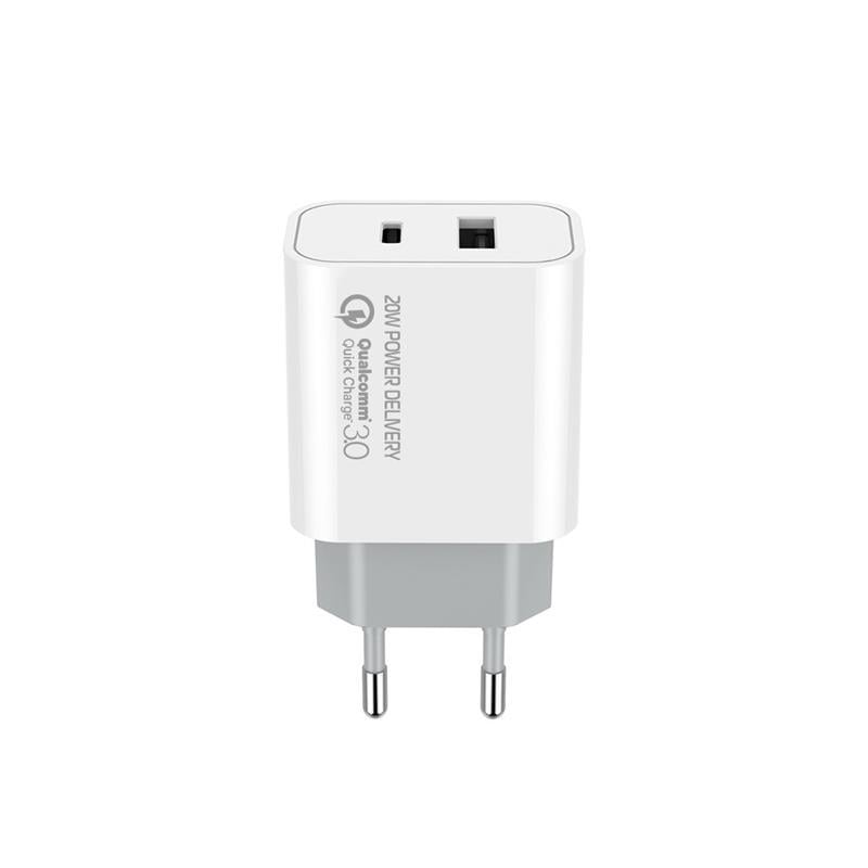 Зарядное устройство сетевое ColorWay USB Type-C PD/USB QC 3.0 20 Вт White (CW-CHS025QPD-WT)
