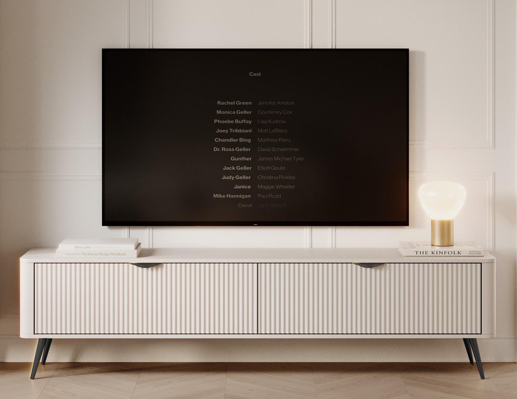 Тумба під телевізор Perfect Home Lante 2D/163 2-дверна з чорними ніжками Бежевий (PFH-091183)