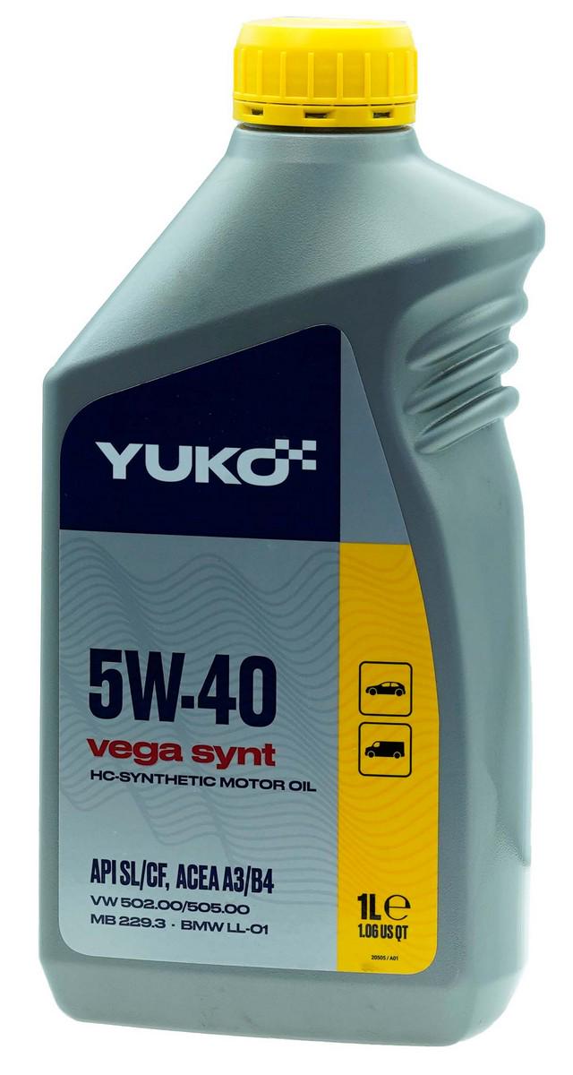 Мастило YUKO VEGA SYNT SAE 5W-40 API SL/CF 1 л - фото 1