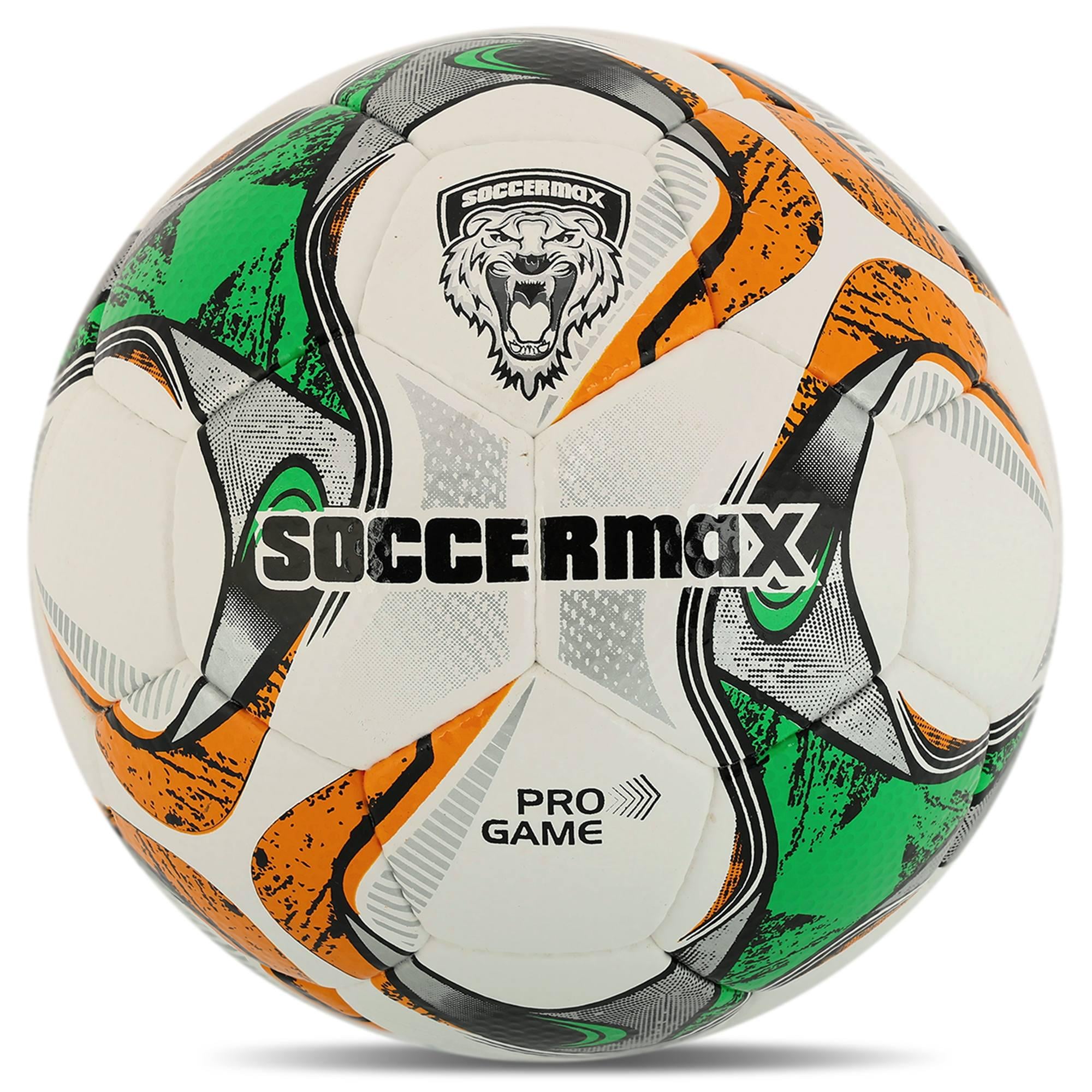 Мяч футбольный профессиональный SOCCERMAX FB-4069 PU №5 Белый-зеленый (FB-4069_Белый-зеленый)