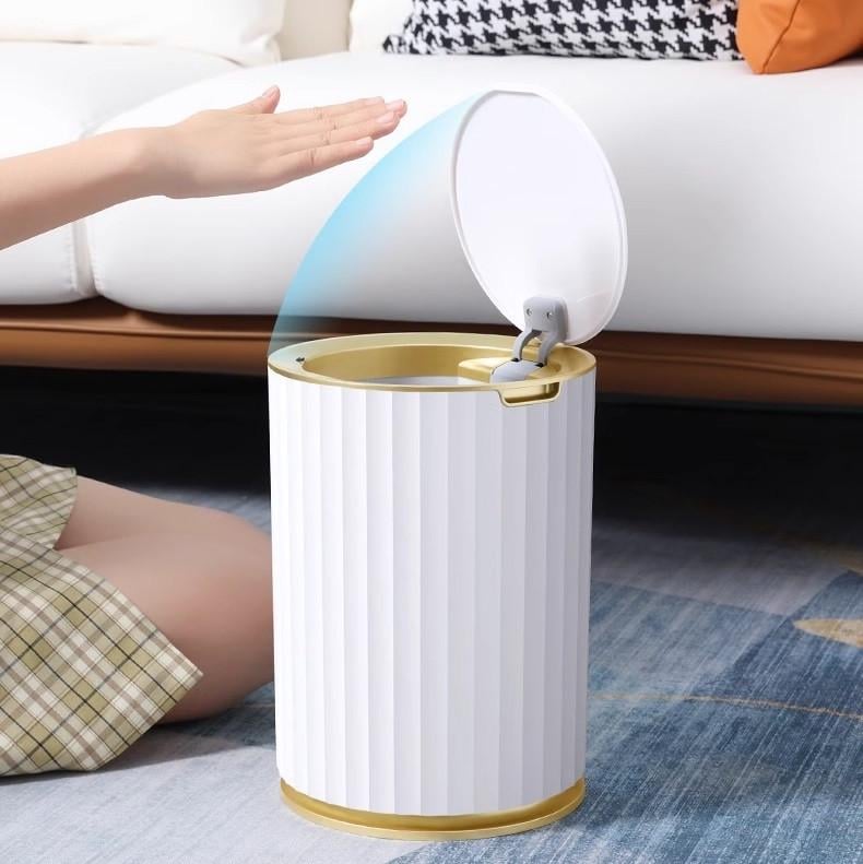 Відро для сміття сенсорне JAH Nordic кругле 9 л Біло-золотий - фото 7 Відро для сміття сенсорне JAH Nordic кругле 9 л Біло-золотий - фото 7