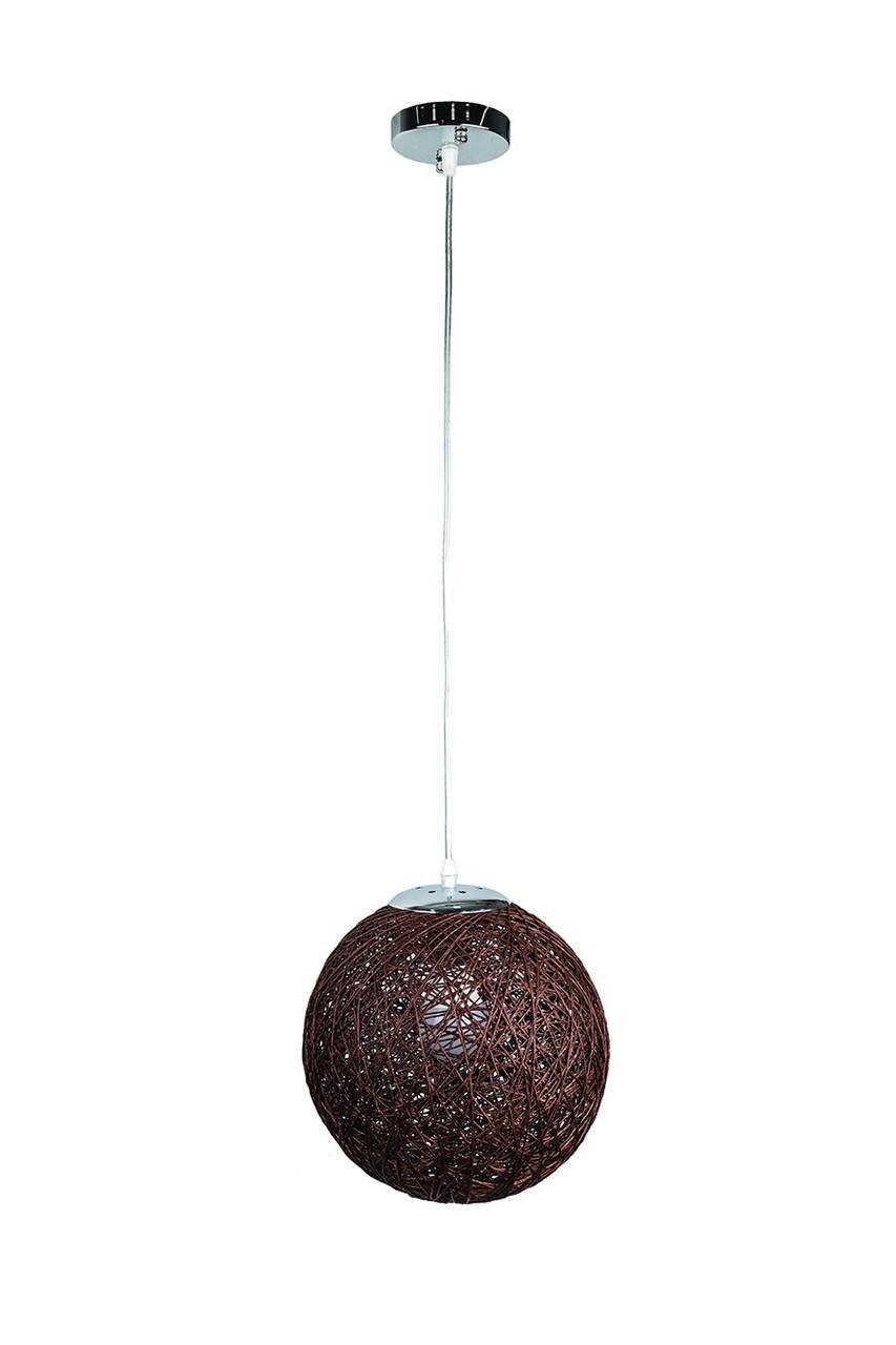 Підвісний світильник Levistella 9712501-1 плафоном обтягнутим ниткою хромованою Коричневий (1887929430)
