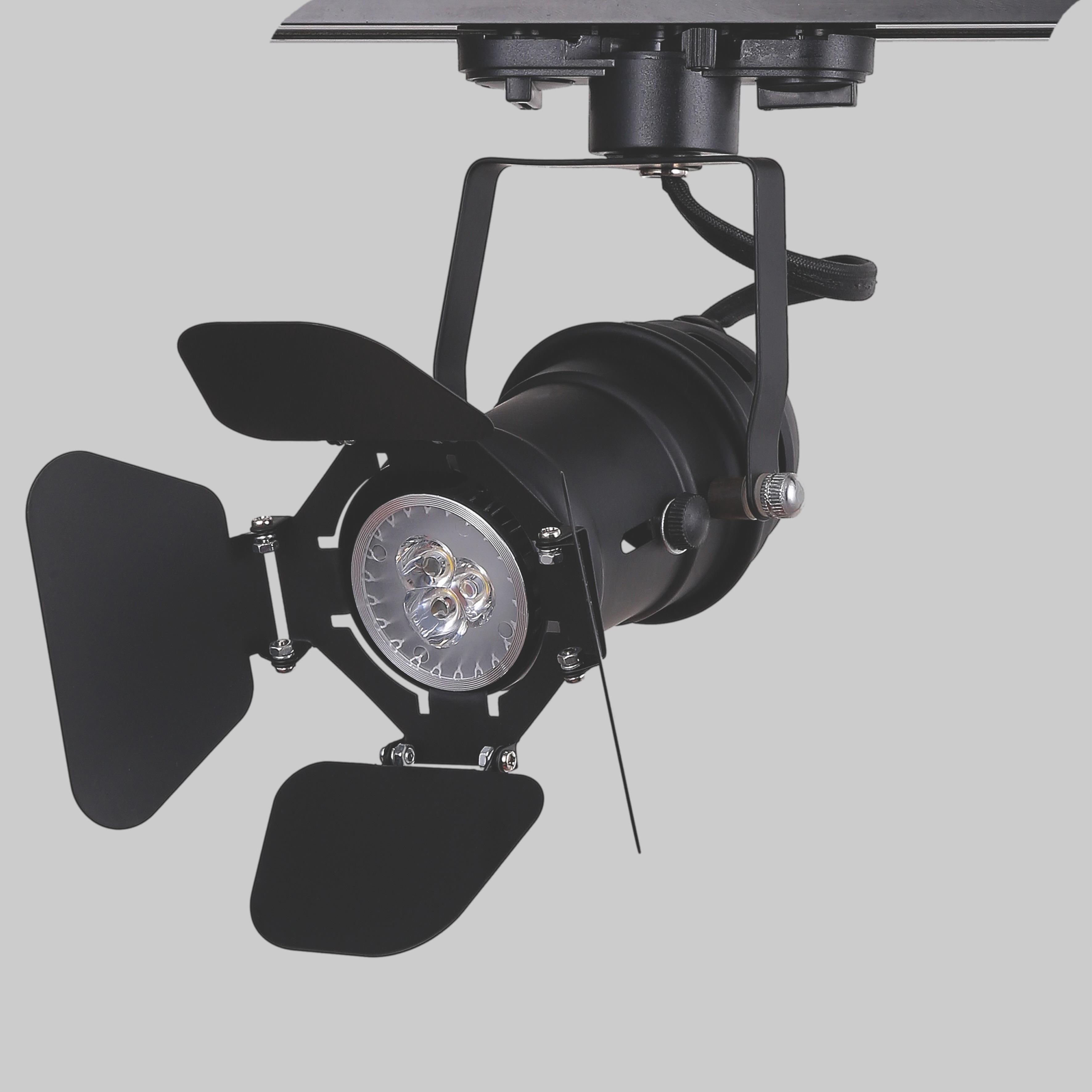 Прожектор потолочный трековый в стиле лофт Черный (52-29 BK)