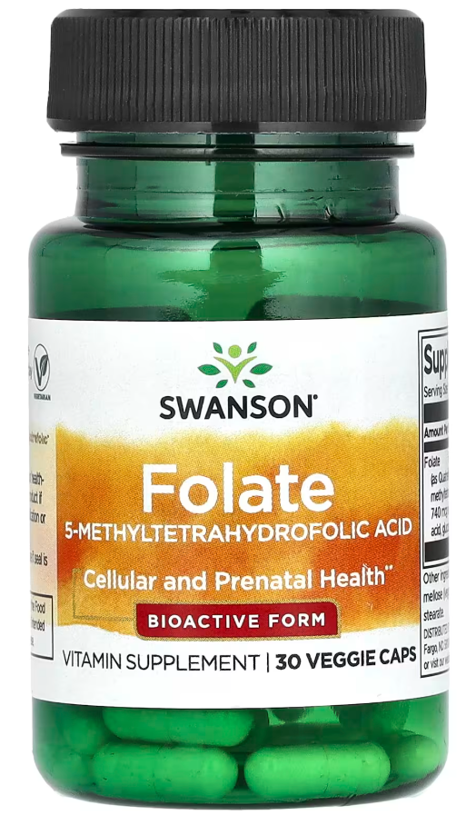 Фолат Swanson Folate 5-Methyltetrahydrofolic Acid DFE 680 мкг 30 капсул
