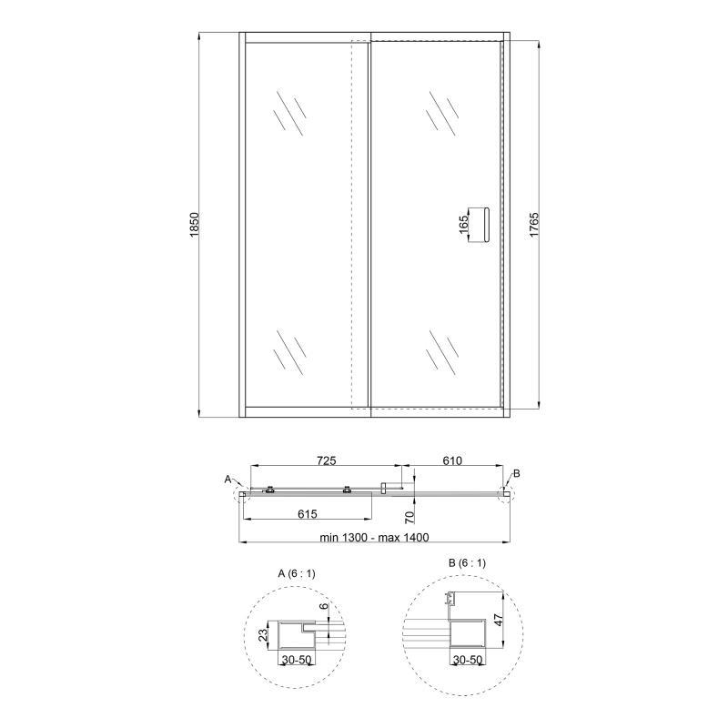 Душевые двери в нишу Qtap Taurus CRM2013-14.C6 раздвижные 130-140x185 см - фото 2