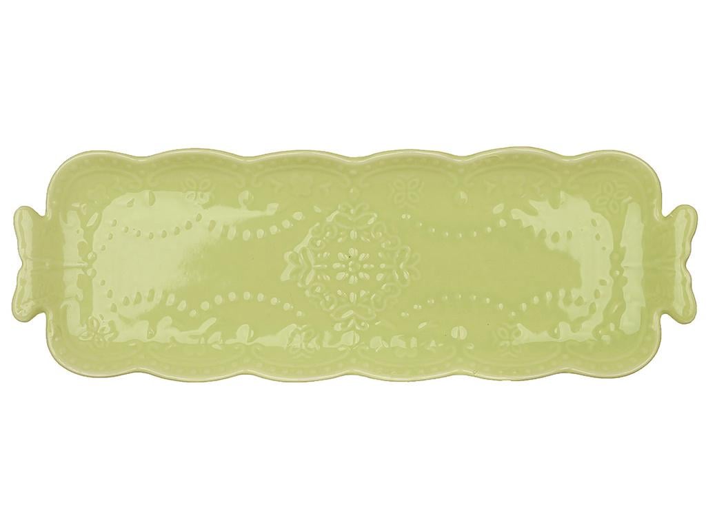 Блюдо фарфоровое прямоугольное Бабочка 32х11х2 см Салатовый (BDI-888-152)
