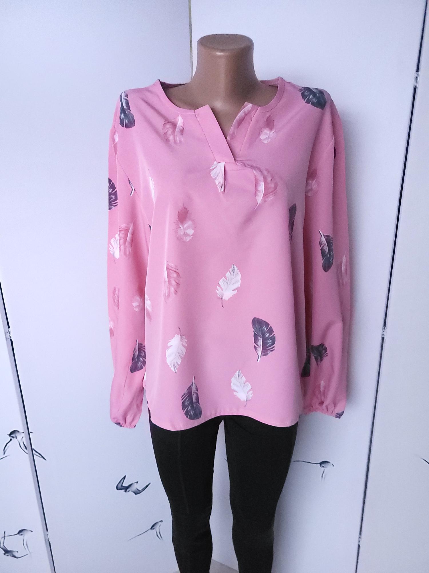 Блузка женская свободного кроя с рисунком перьев 14824 2XL Розовый (52) - фото 10 Блузка женская свободного кроя с рисунком перьев 14824 2XL Розовый (52) - фото 10