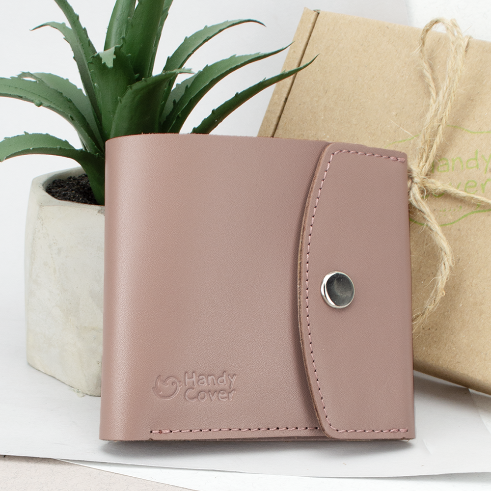 Кошелек женский кожаный Handycover HC0062 на кнопке Нюдовый (1526668187)