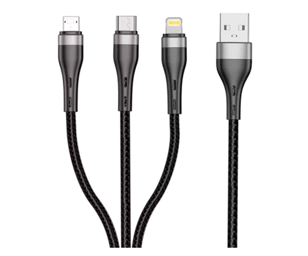 Кабель дата Remax PD-B48th 3в1 USB to Lightning/Type-C/MicroUSB Black - фото 2