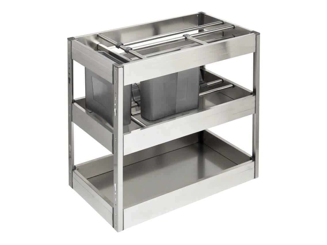 Карго фасад нижнее крепление с доводчиком Virno Style нержавеющая сталь 3 полки 300 мм (21750)