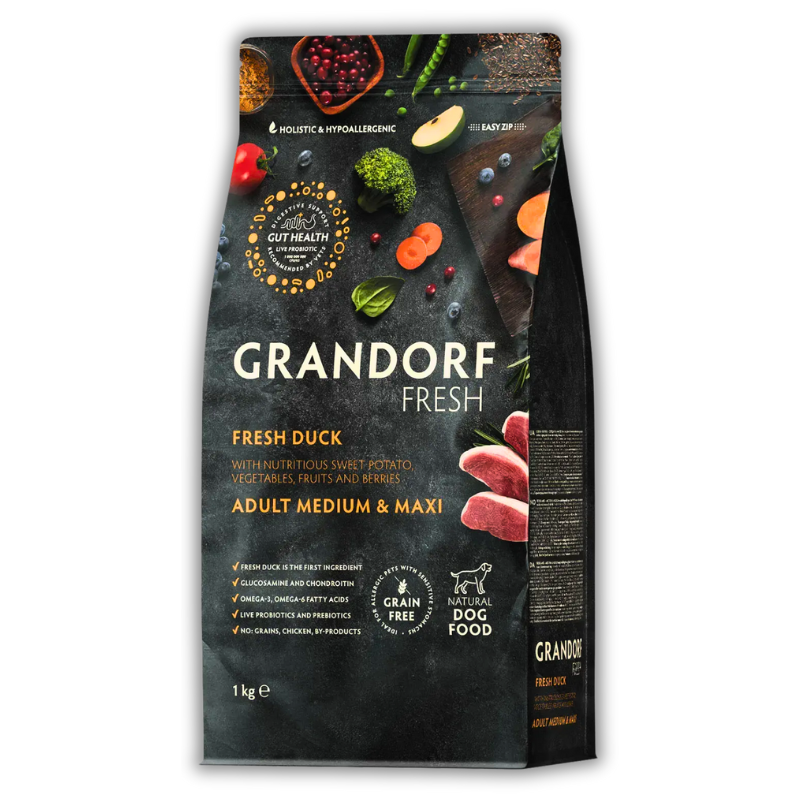 Корм сухой для собак Grandorf Fresh Утка с бататом для взрослых собак средних и крупных пород 1 кг (94401) - фото 1