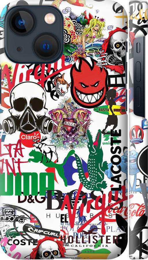 Чехол на iPhone 13 Mini Many different logos (4022m-2373-42517) Чехол на iPhone 13 Mini Many different logos (4022m-2373-42517)