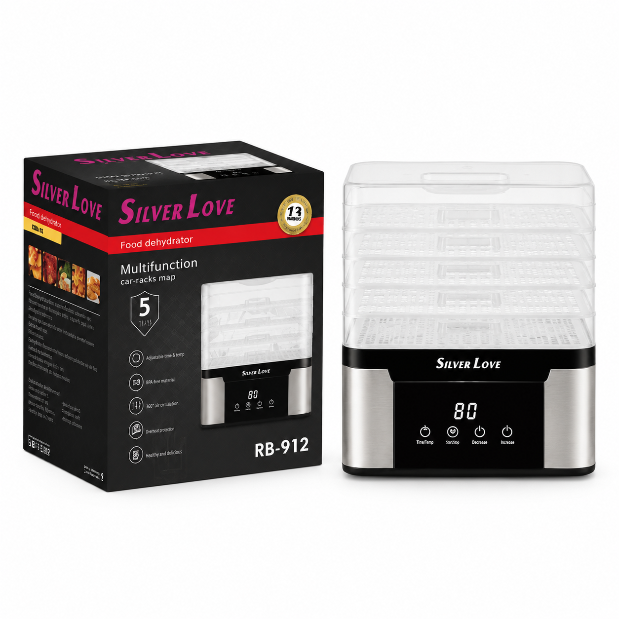 Сушарка для фруктів/овочів і м’яса Silver Love 5 ярусів 1000 Вт (jmx 7311)