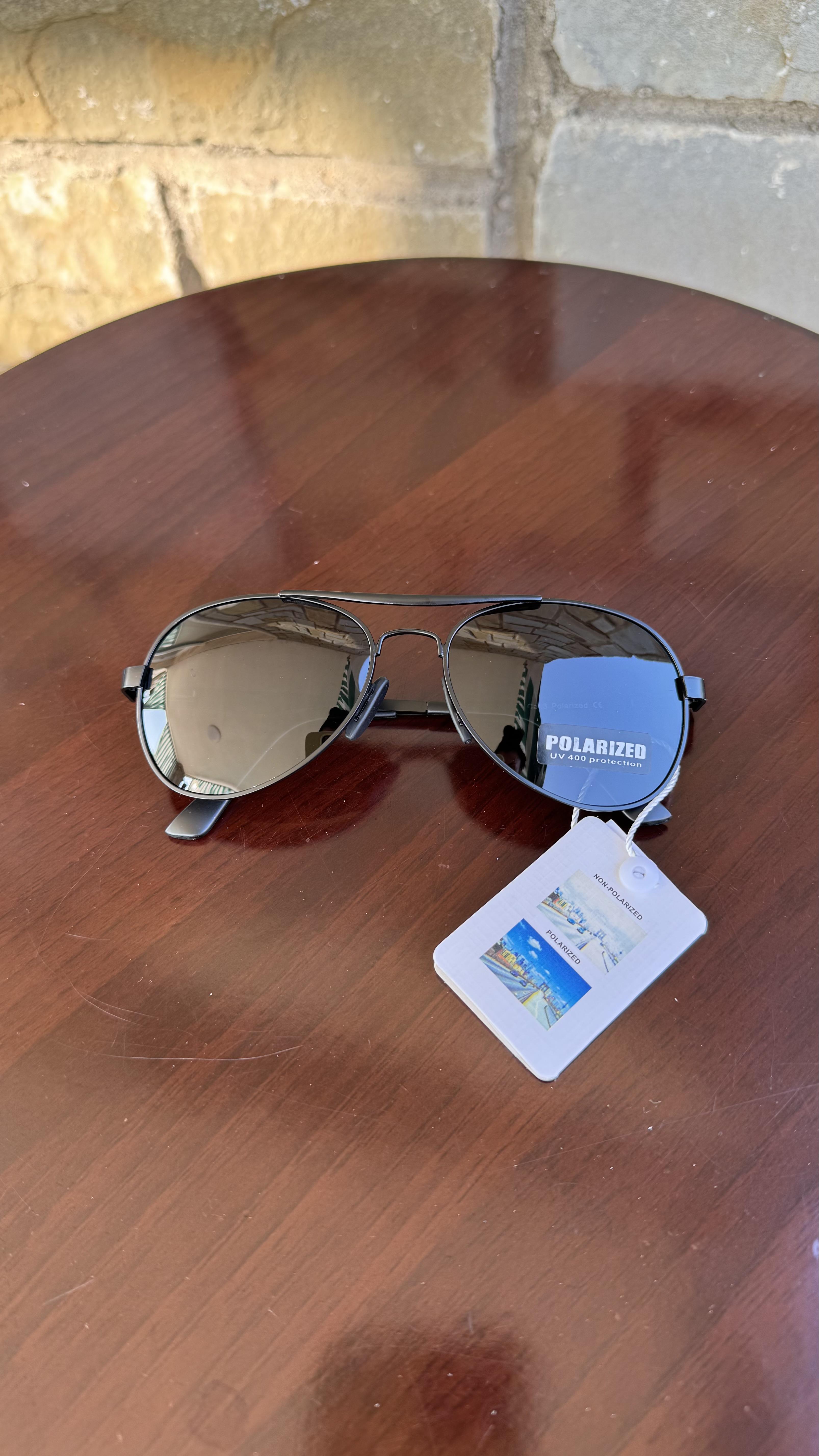 Солнцезащитные очки мужские Polaroid Aviator поляризационные антибликовые капля матовые Зелено-серый (eb59d0f7) - фото 7