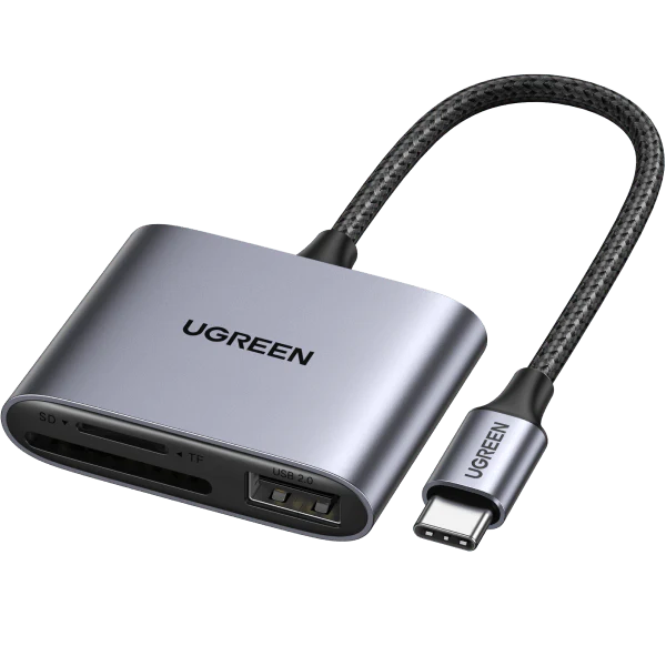 Кардридер UGREEN CM387 3в1 Aluminium Grey (80798)