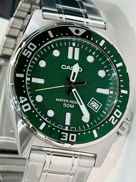 Наручний годинник чоловічий Casio MTD-135D-3A Diver Collection з сталевим корпусом Зелений (2823869021)