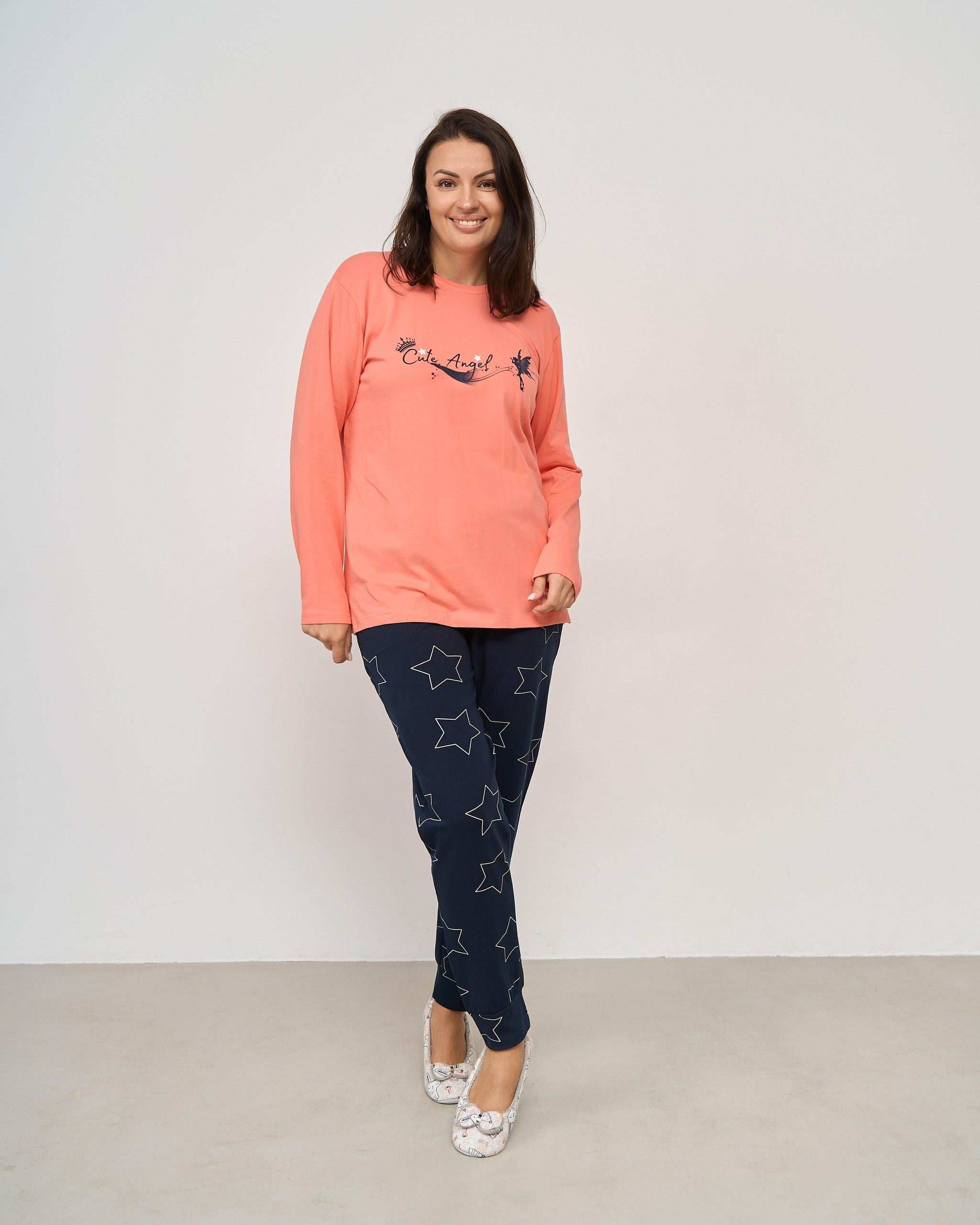 Піжама батальна зі штанами Cute Angel Зірки 3XL Кораловий (30062) Піжама батальна зі штанами Cute Angel Зірки 3XL Кораловий (30062)