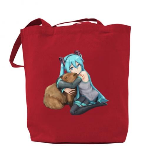 Шоппер Хацуне Мику с капибарой Красный (14330893-3-186728) - фото 1