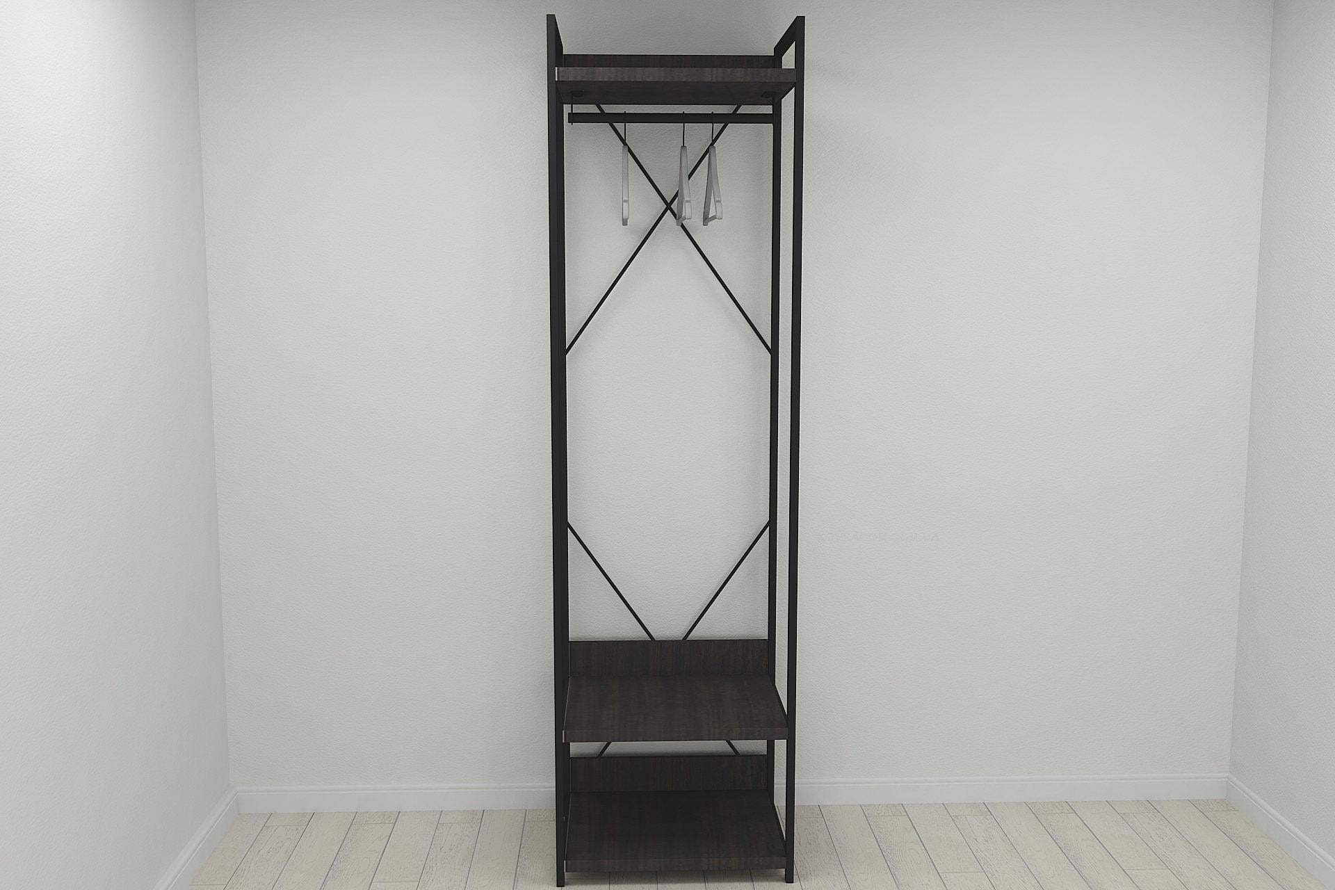 Шкаф-гардероб Ferrum-decor Коннект Уни секция 1 металл/ДСП 32 мм 220x60x50 см Черный/Венге Магия (FRD-104500)