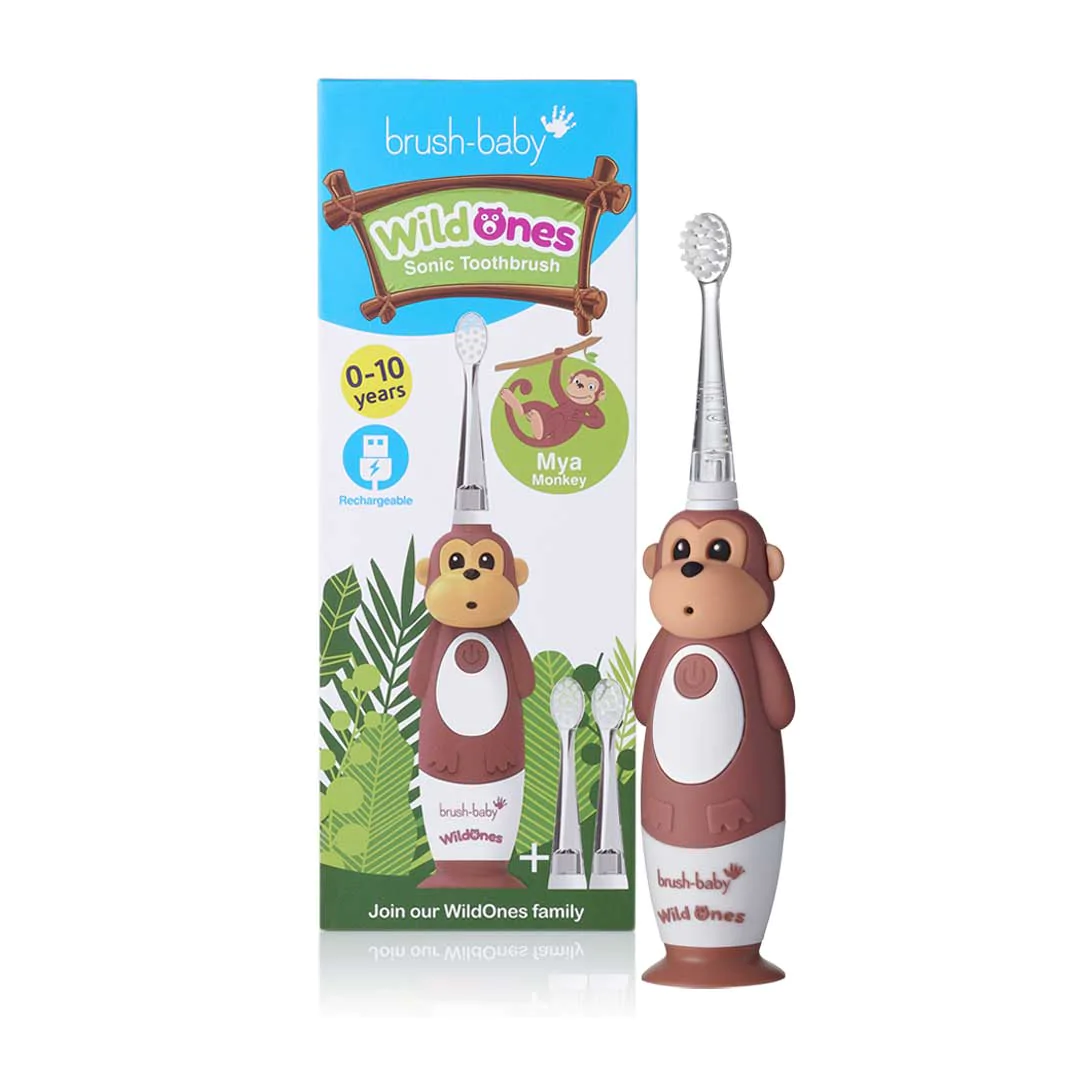 Зубная щетка звуковая Brush-Baby Обезьянка от 0 до 10 лет 3 насадки (6700)