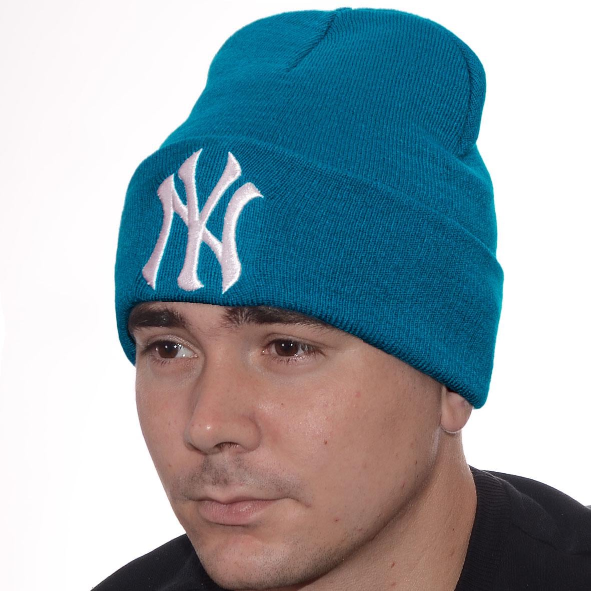Шапка лопата вязаная Sofi New York L19014 One size Бирюзовый (85647)