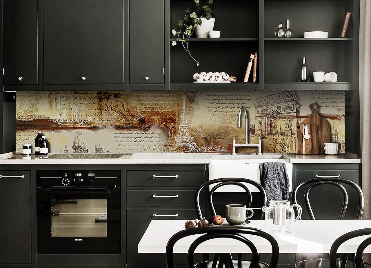 Кухонный фартук Под старину винтаж ретро из самоклеющейся виниловой пленки 65х250 см Бежевый