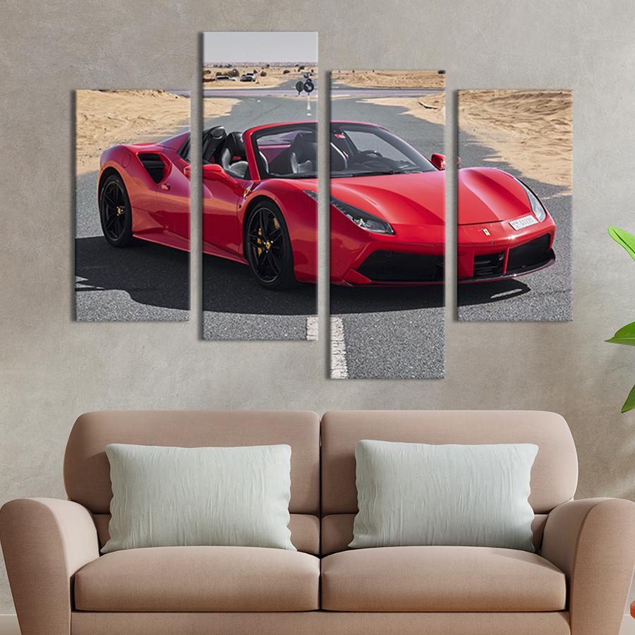 Картина модульная из 4 частей Статусный красный Ferrari M 89x56 см (123-42)
