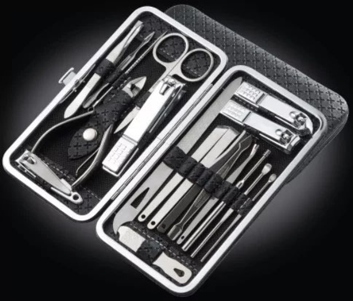 Манікюрний та педікюрний набір M-12 з 15 предметів у шкіряному футлярі Чорний (5024454) - фото 2