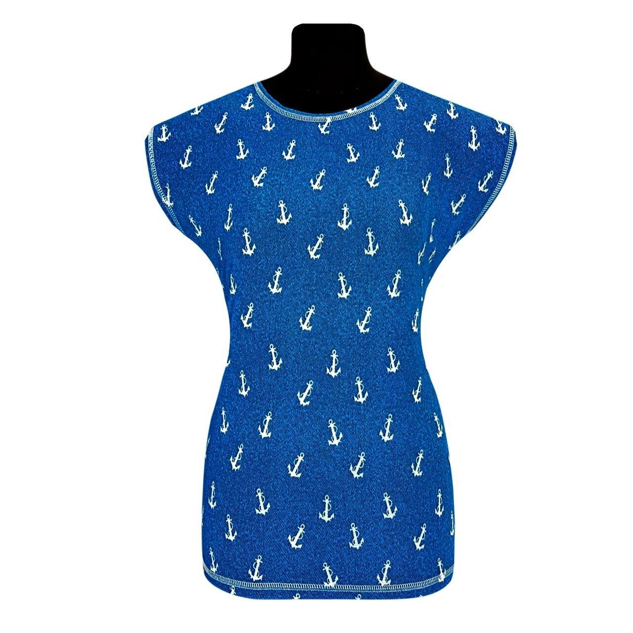 Блузка вискоза якоря р.56-58 Голубой (748)