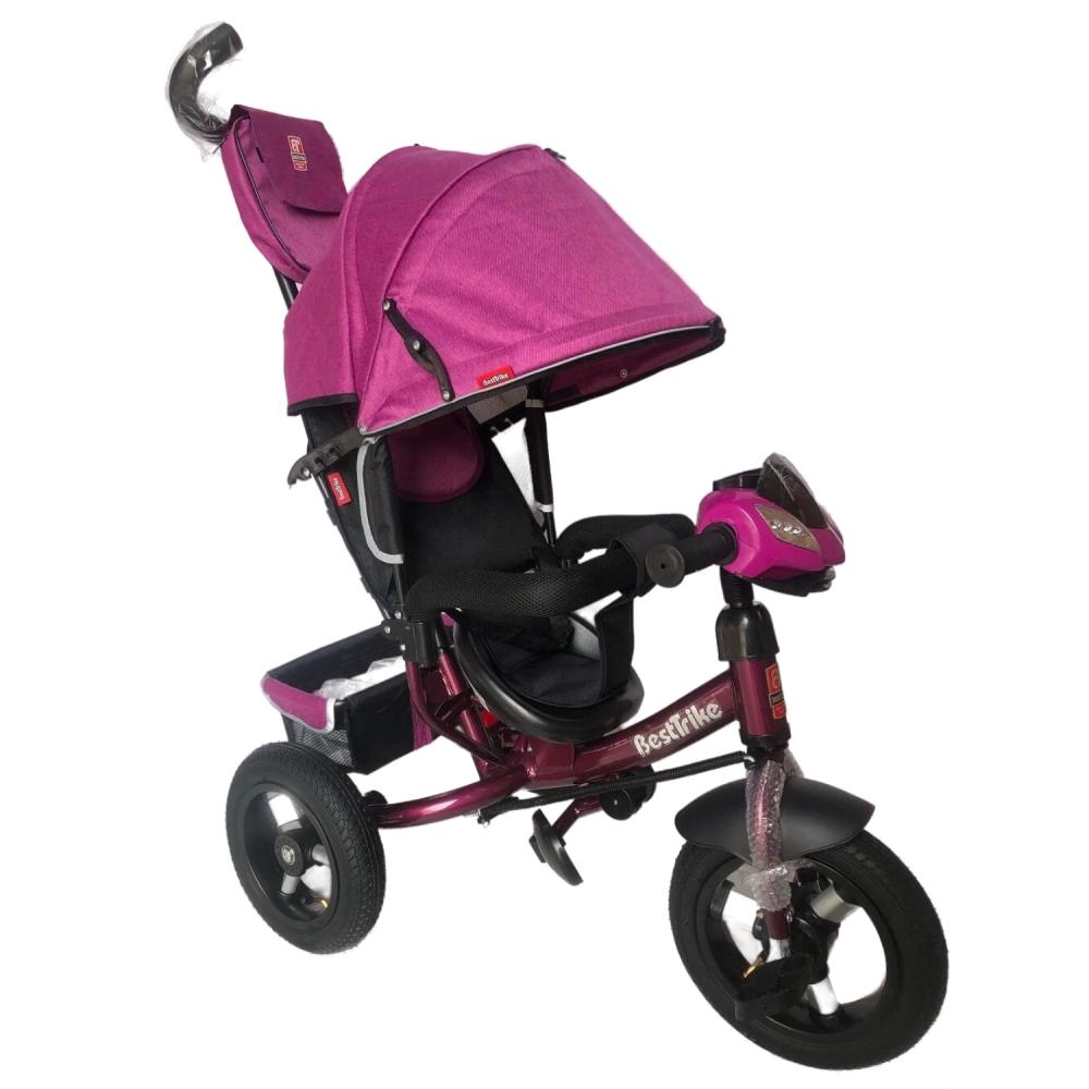 Велосипед 3-х колесный детский Best Trike надувные колеса фара с USB пульт Pink (131793)