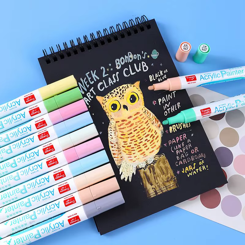 Акриловые маркеры GuangNa для рисования по ткани/стеклу 48 цветов (JH-WA025-48) - фото 5 Акриловые маркеры GuangNa для рисования по ткани/стеклу 48 цветов (JH-WA025-48) - фото 5