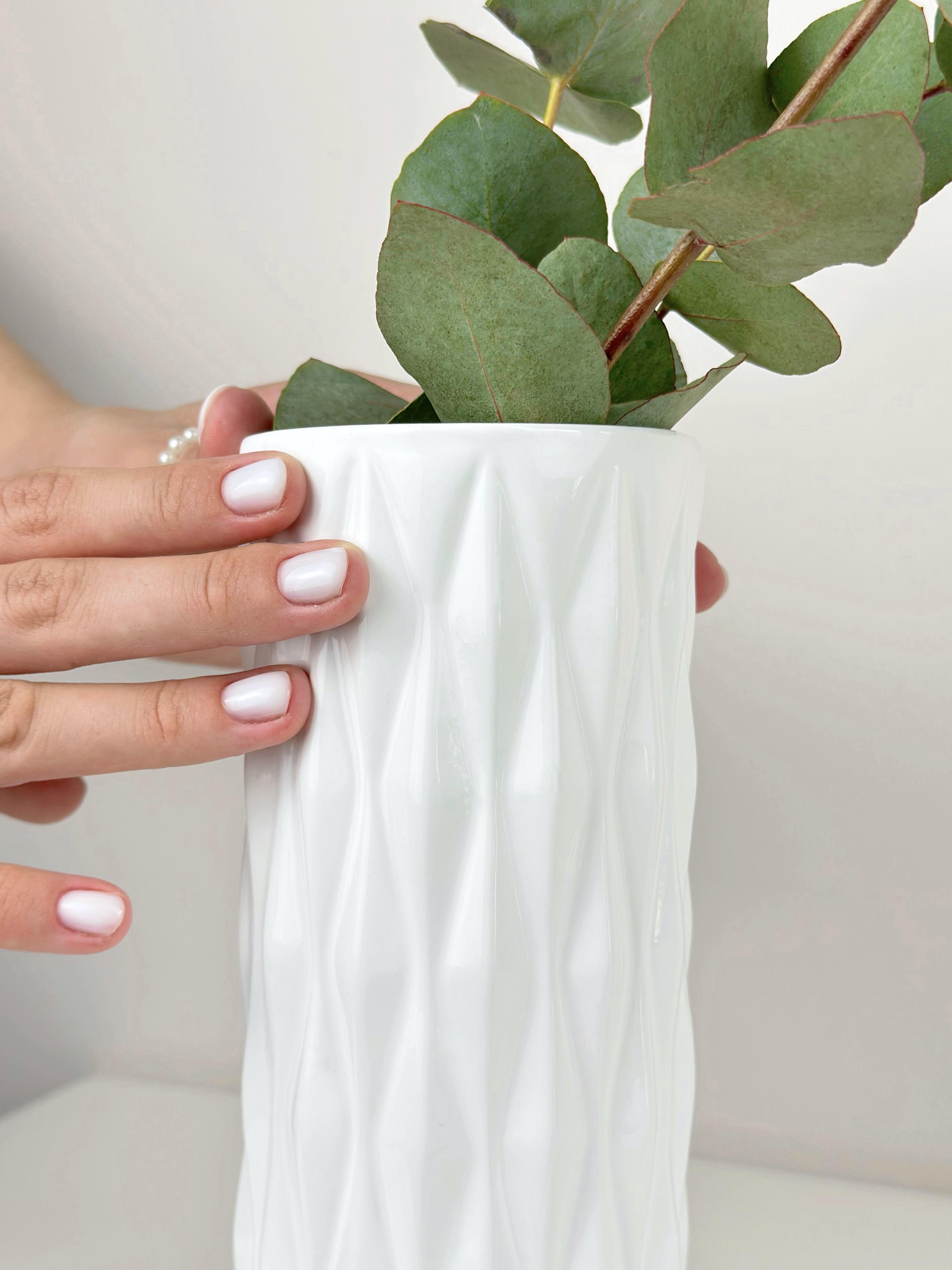 Ваза для квітів і декору керамічна глиняна Кристал 20 см Білий (4001-11) - фото 9