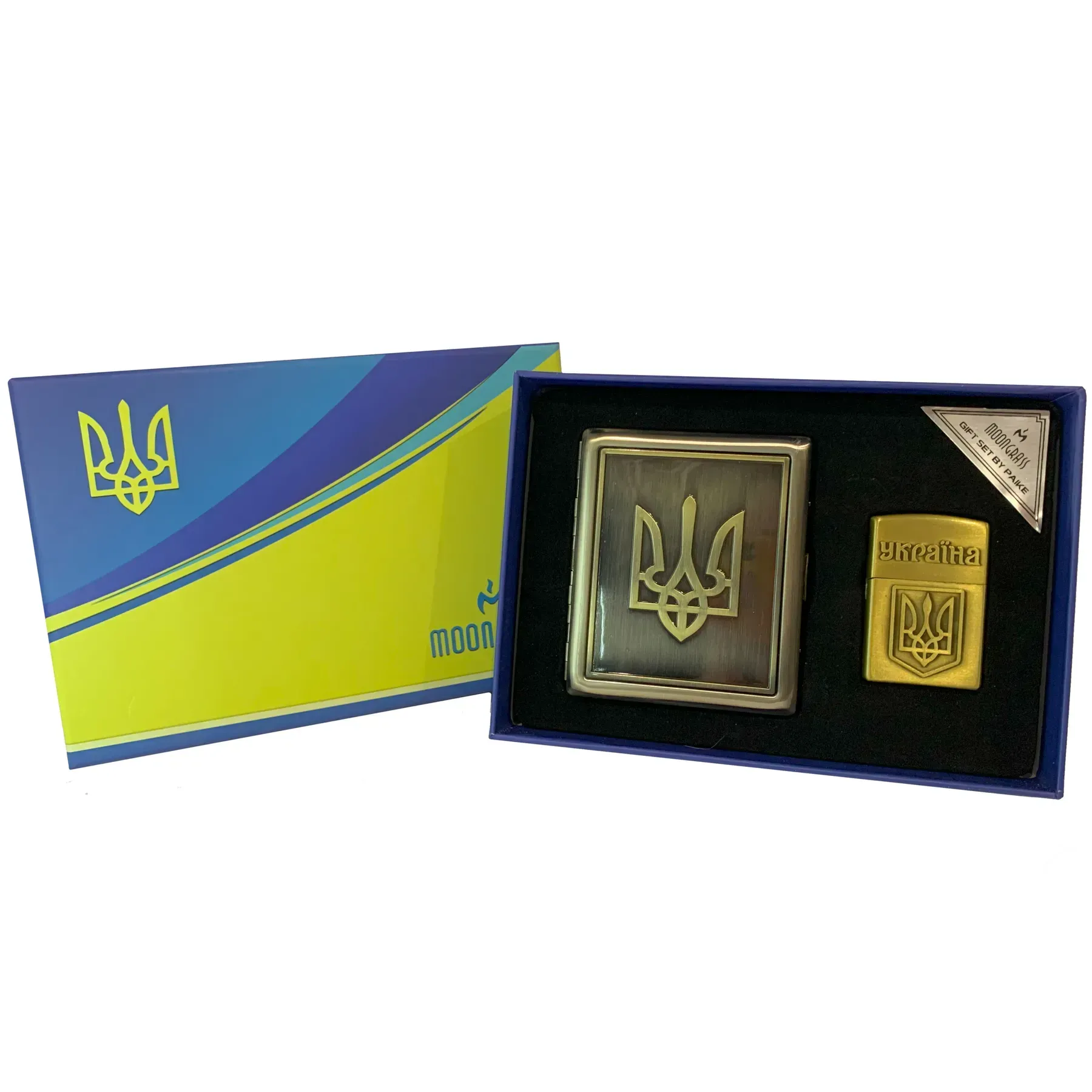 Портсигар на 20 сигарет и зажигалка Украина Герб (wkl-064)