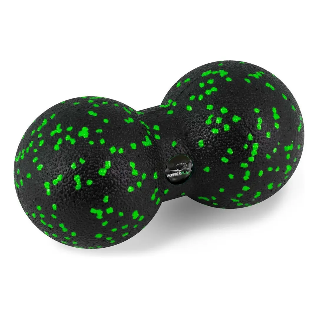 М'яч масажний подвійний PowerPlay PP-4353 Epp foam peanut ball d12х24 см Чорний/Зелений