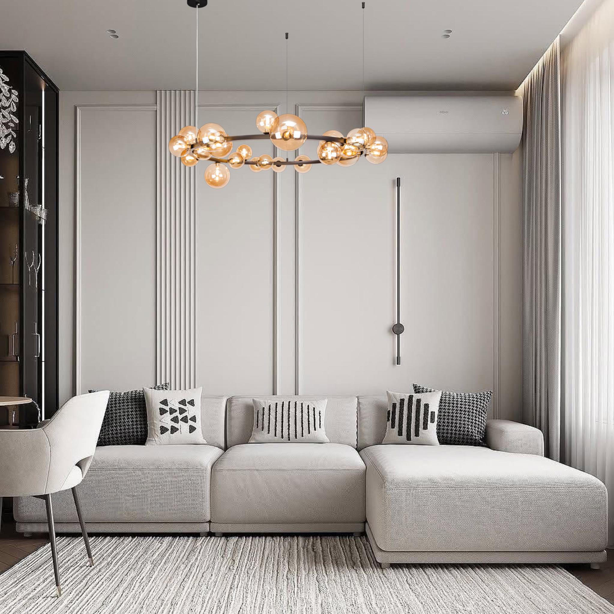 Люстра круглая с шаров на 24 лампы Bubbles 120 см Черный (918-LP267-24 ВК+BR) - фото 3 Люстра круглая с шаров на 24 лампы Bubbles 120 см Черный (918-LP267-24 ВК+BR) - фото 3