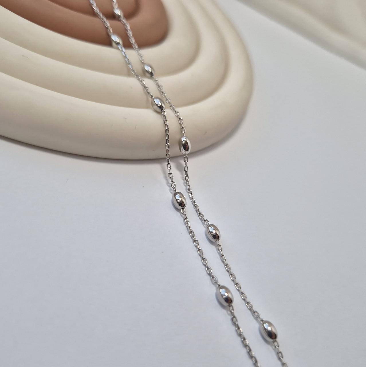 Кольє ланцюжок Якір із діжечками срібло 925 проби родоване 2,70 г 40 см (274р2/40)