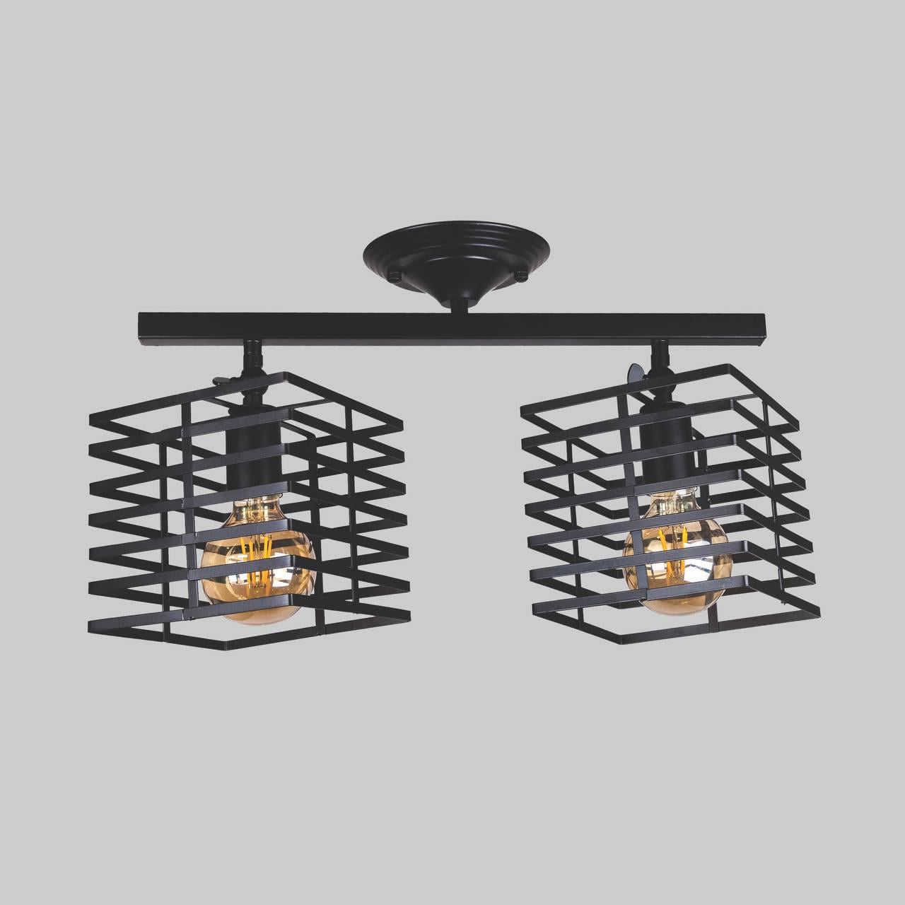 Люстра-лофт потолочная на 2 плафона Чeрный (56-XPR104F-2 BK)