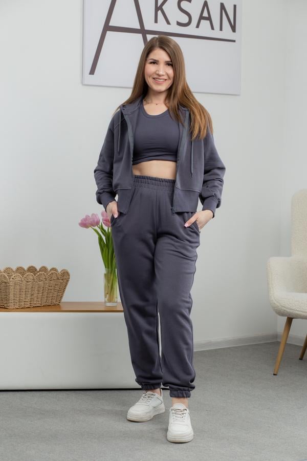 Спортивний костюм жіночий AKSAN трійка S Темно-сірий (23.2051_dark-gray_42(S))