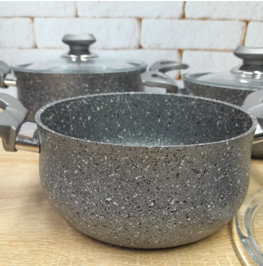 Набір каструль OMS з антипригарним покриттям 6 пред. Сірий (3027-grey) - фото 7