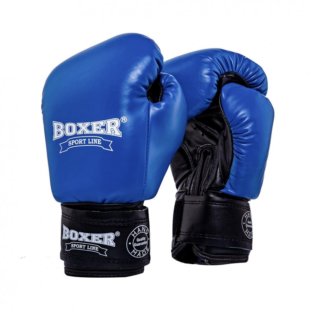 Перчатки боксерские Boxer кожвинил 0,6 мм 6 oz Синий (2024-04B)